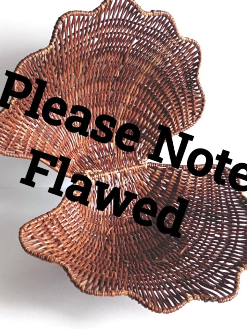 Flawed Wicker Clam Shell Basket Decorate Open Or Closed